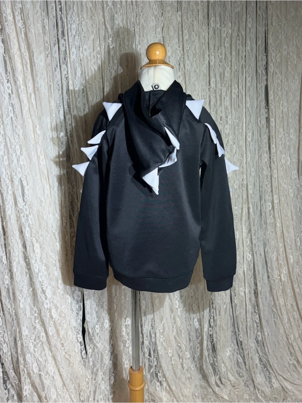 Black Kids' Dino Spike Zip-Up Hoodie